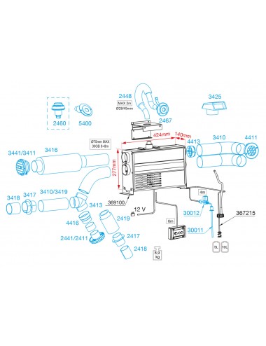 Chauffage Wallas Diesel VIKING AIR 12 Volts